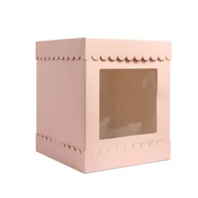 Pastel Pink 10in Scalloped Cake Box With Window (10x10x12in)