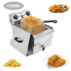 1.7KW 12.5QT/11.8L Stainless Steel Faucet Single Tank Deep Fryer