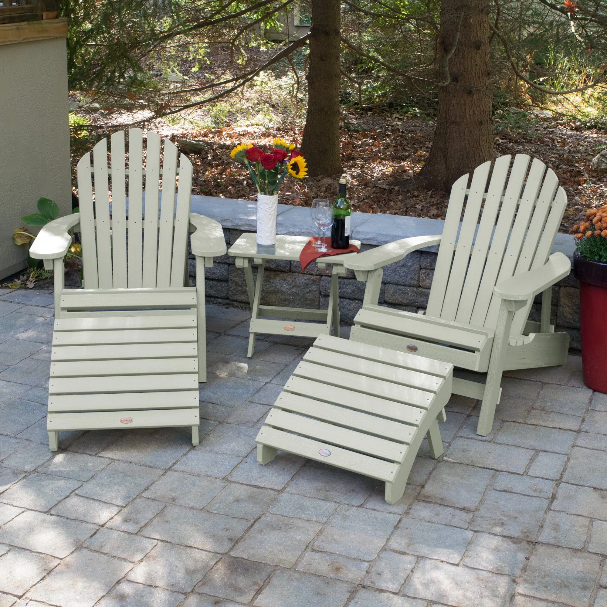 2 Hamilton Adirondack Chairs, 2 Ottomans & Side Table