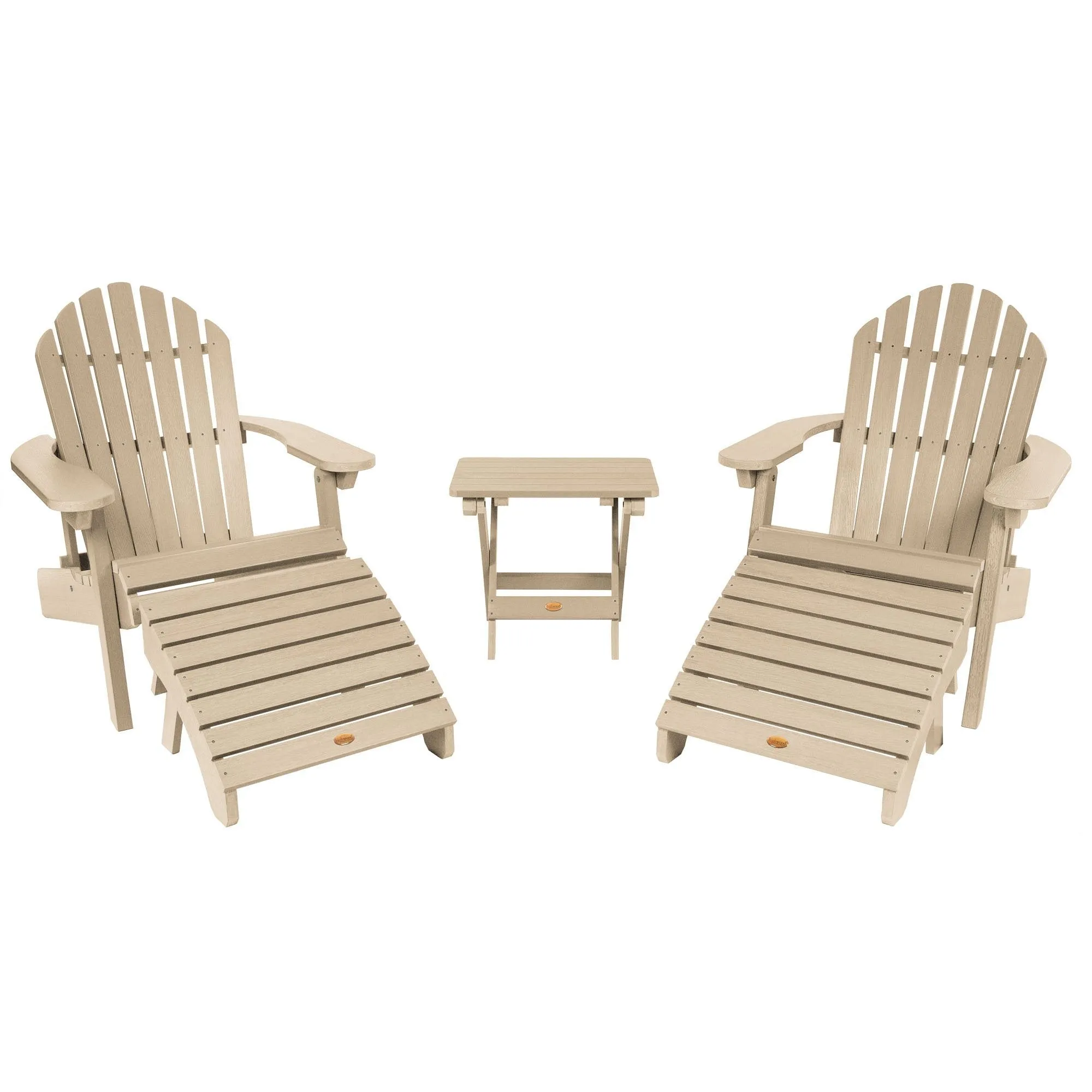 2 Hamilton Adirondack Chairs, 2 Ottomans & Side Table