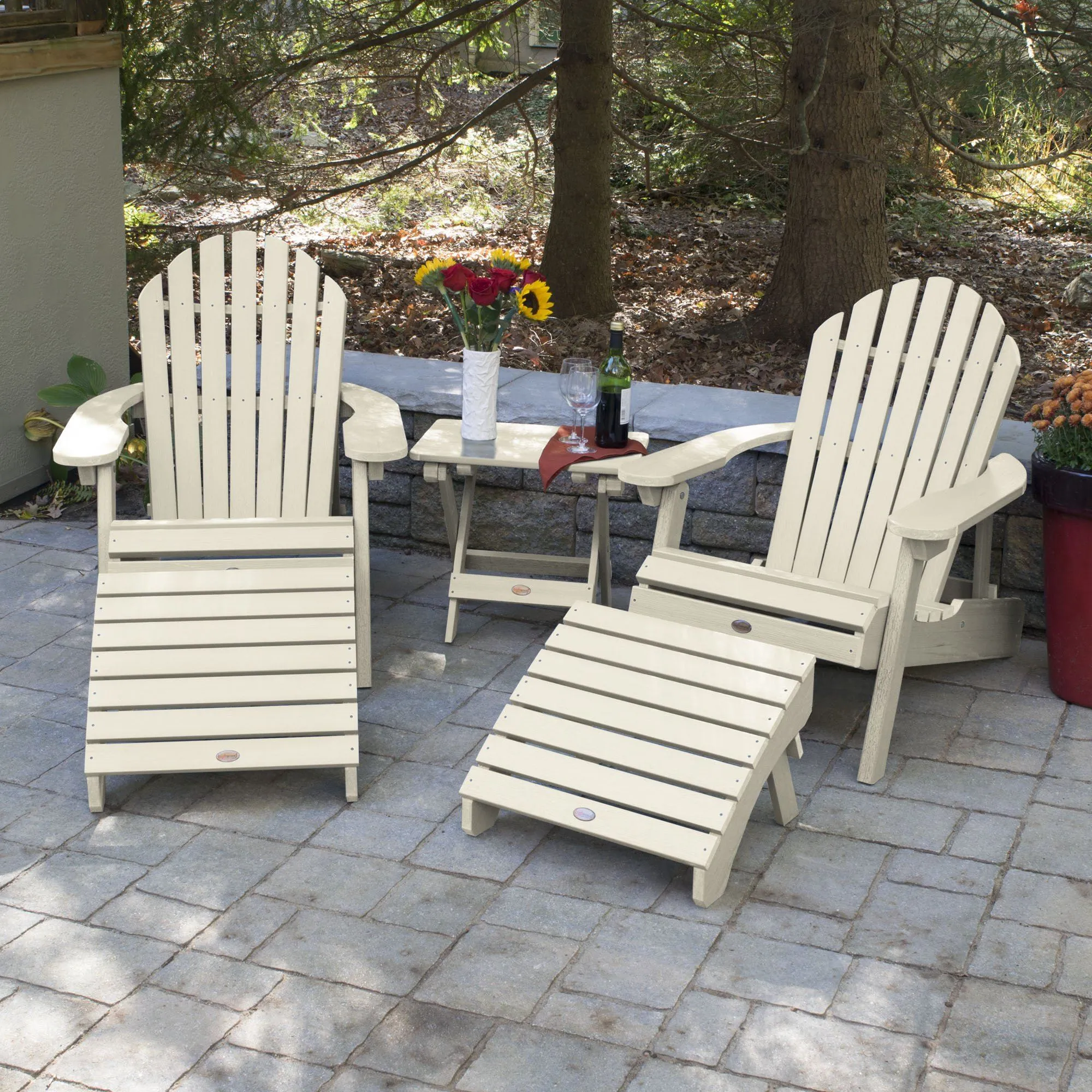 2 Hamilton Adirondack Chairs, 2 Ottomans & Side Table