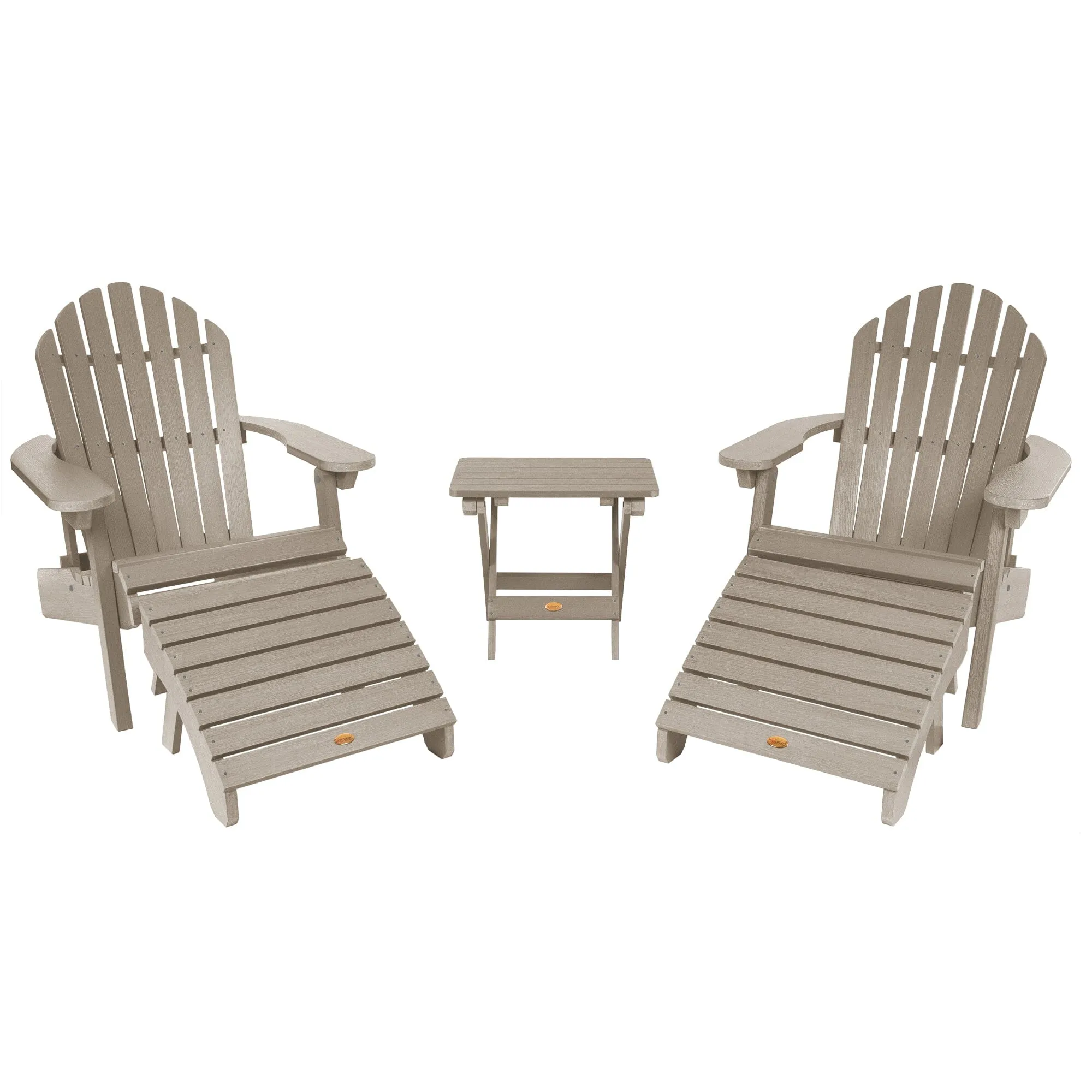 2 Hamilton Adirondack Chairs, 2 Ottomans & Side Table