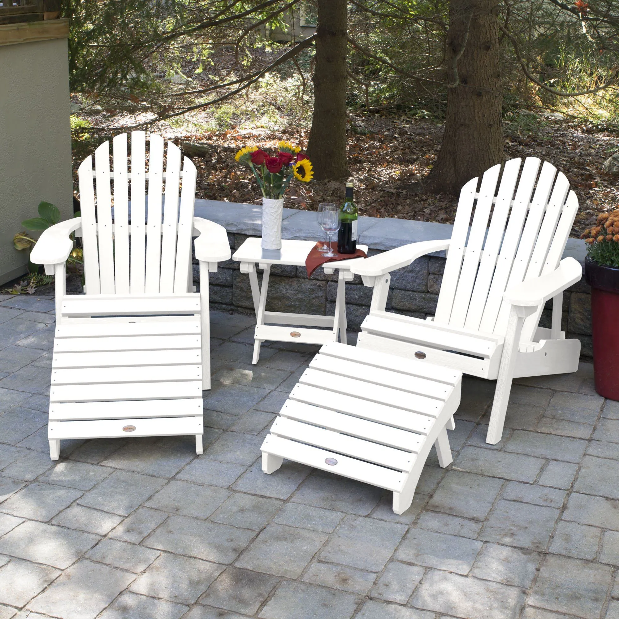 2 Hamilton Adirondack Chairs, 2 Ottomans & Side Table