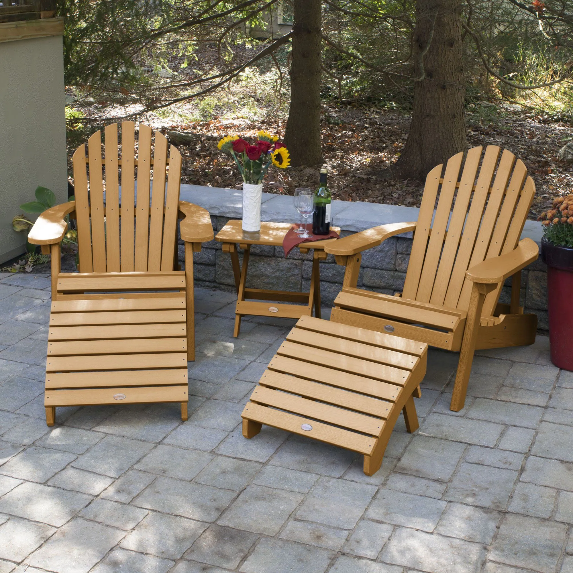 2 Hamilton Adirondack Chairs, 2 Ottomans & Side Table