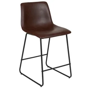 24 Inch Leathersoft Counter Height Barstools In Dark Brown, Set Of 2 By Flash Furniture