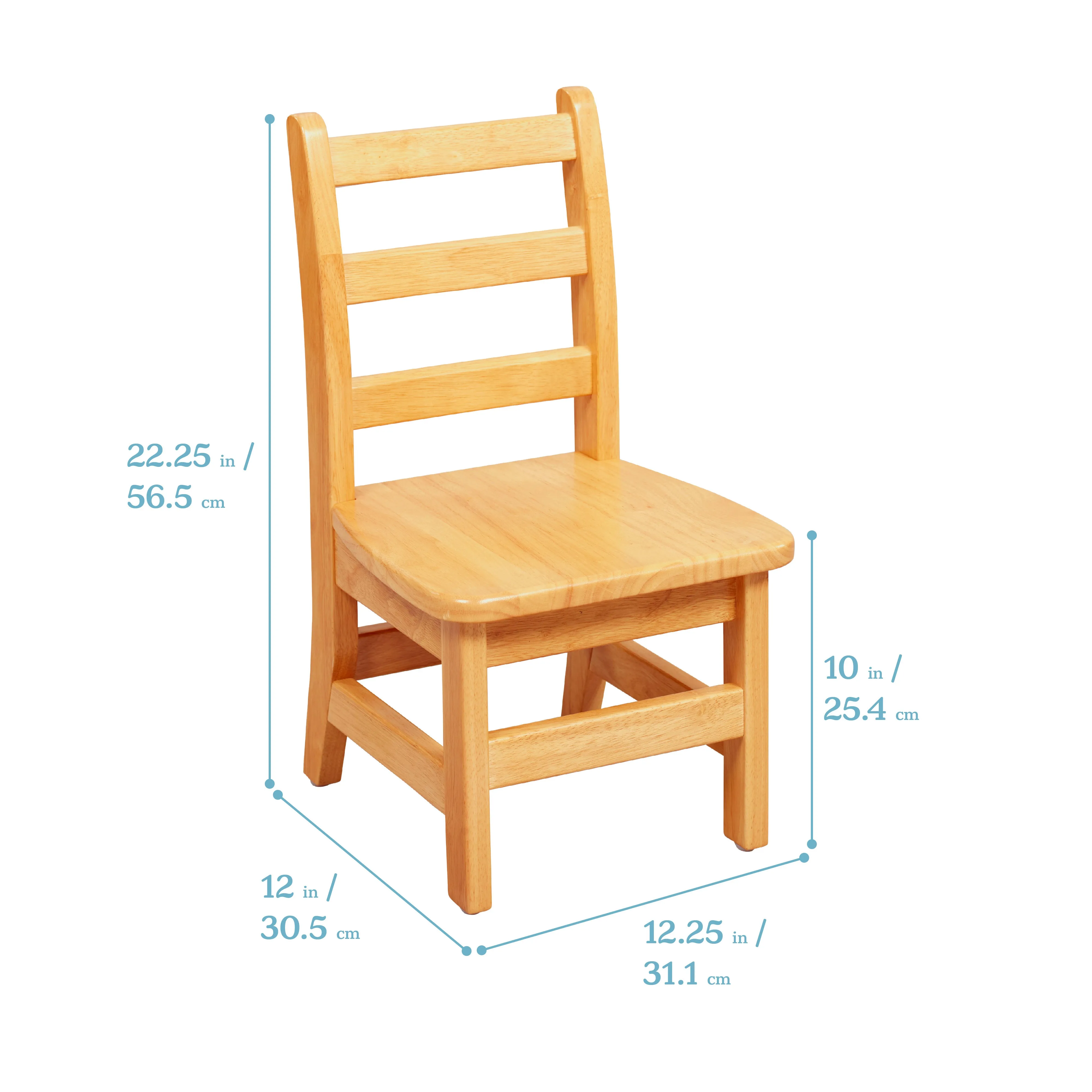 24in x 24in Square Hardwood Table with 20in Legs and Two 10in Chairs, Kids Furniture