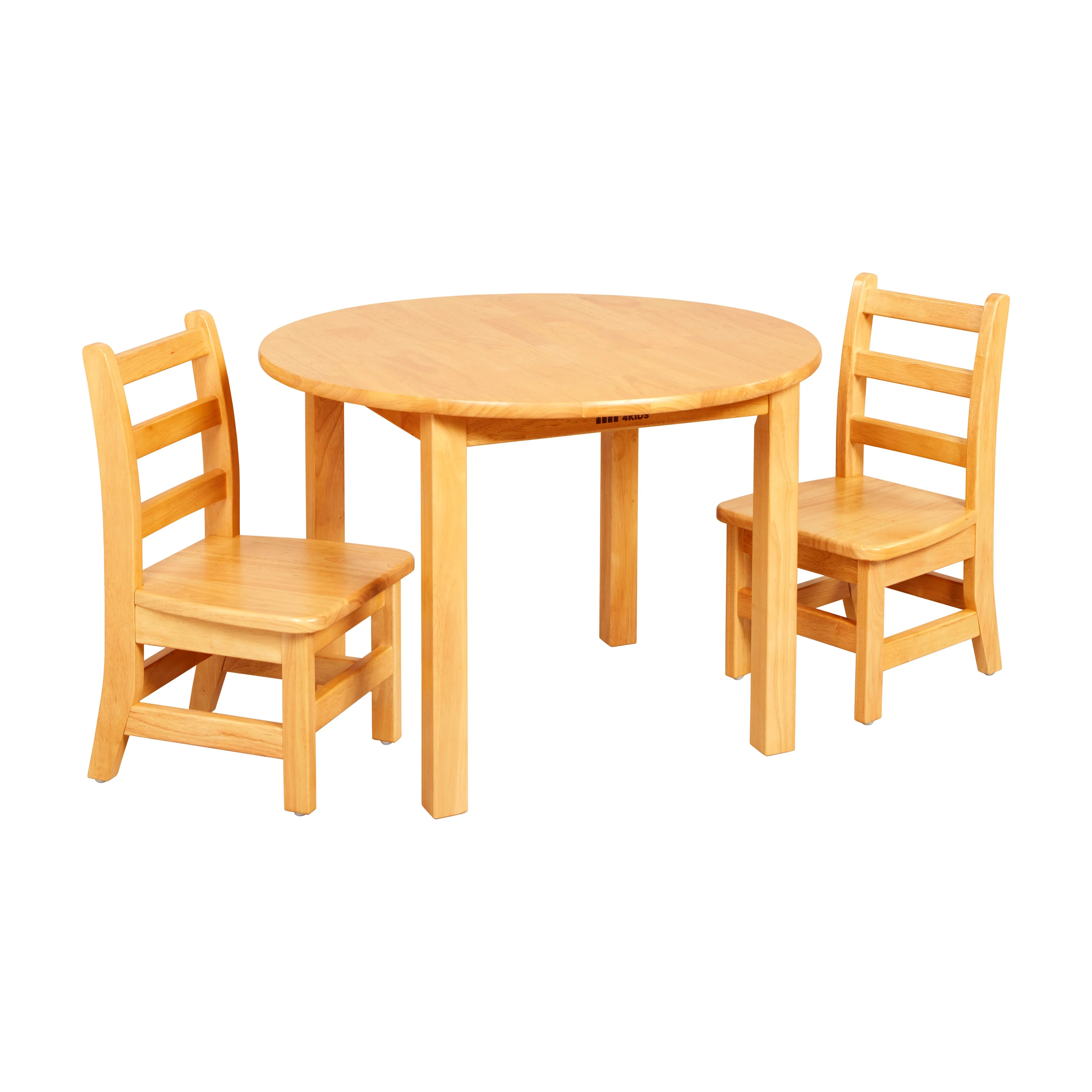 24in x 24in Square Hardwood Table with 20in Legs and Two 10in Chairs, Kids Furniture