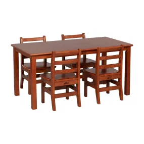 24in x 48in Rectangular Hardwood Table and Chair Set, 12in Seat Height, Kids Furniture