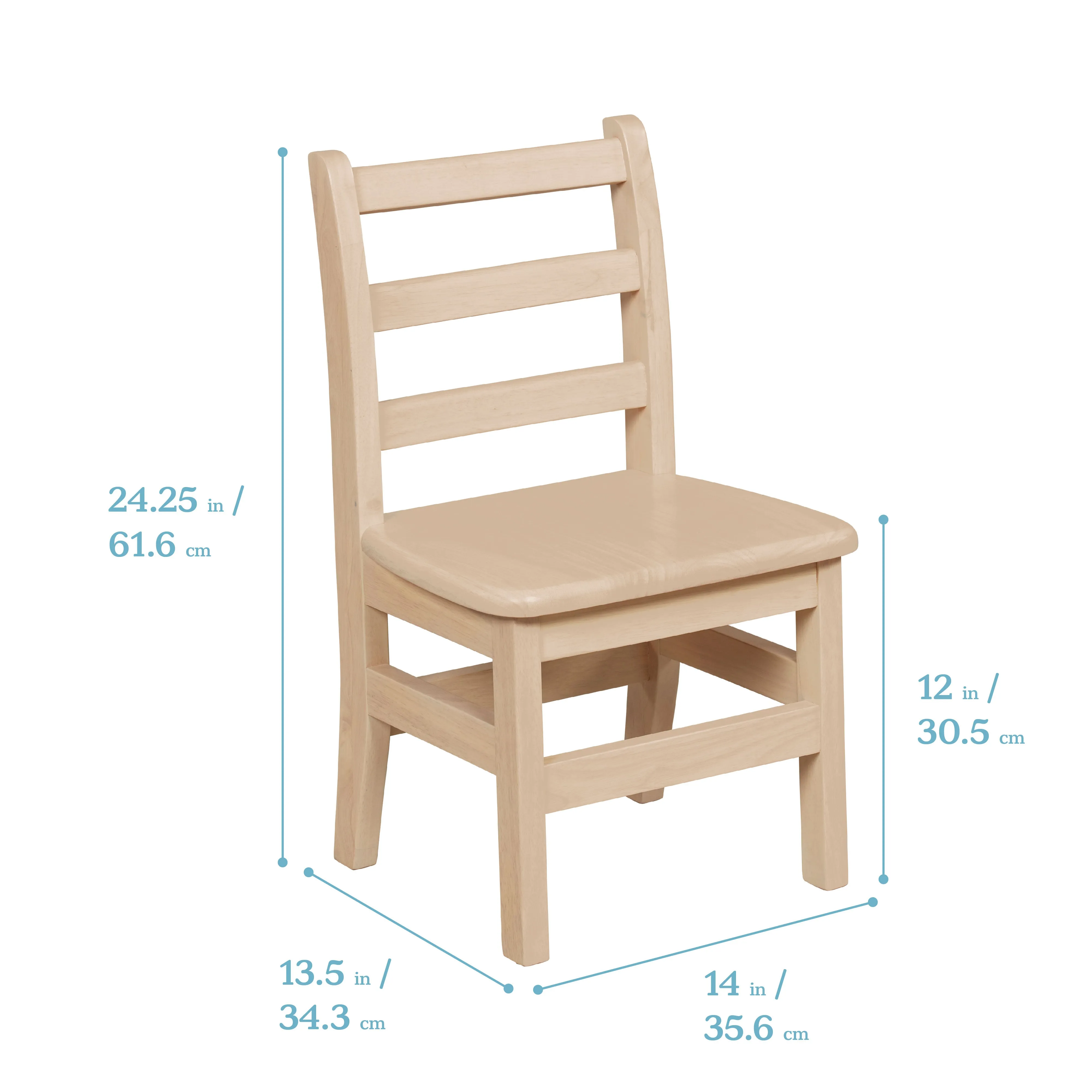 24in x 48in Rectangular Hardwood Table and Chair Set, 12in Seat Height, Kids Furniture