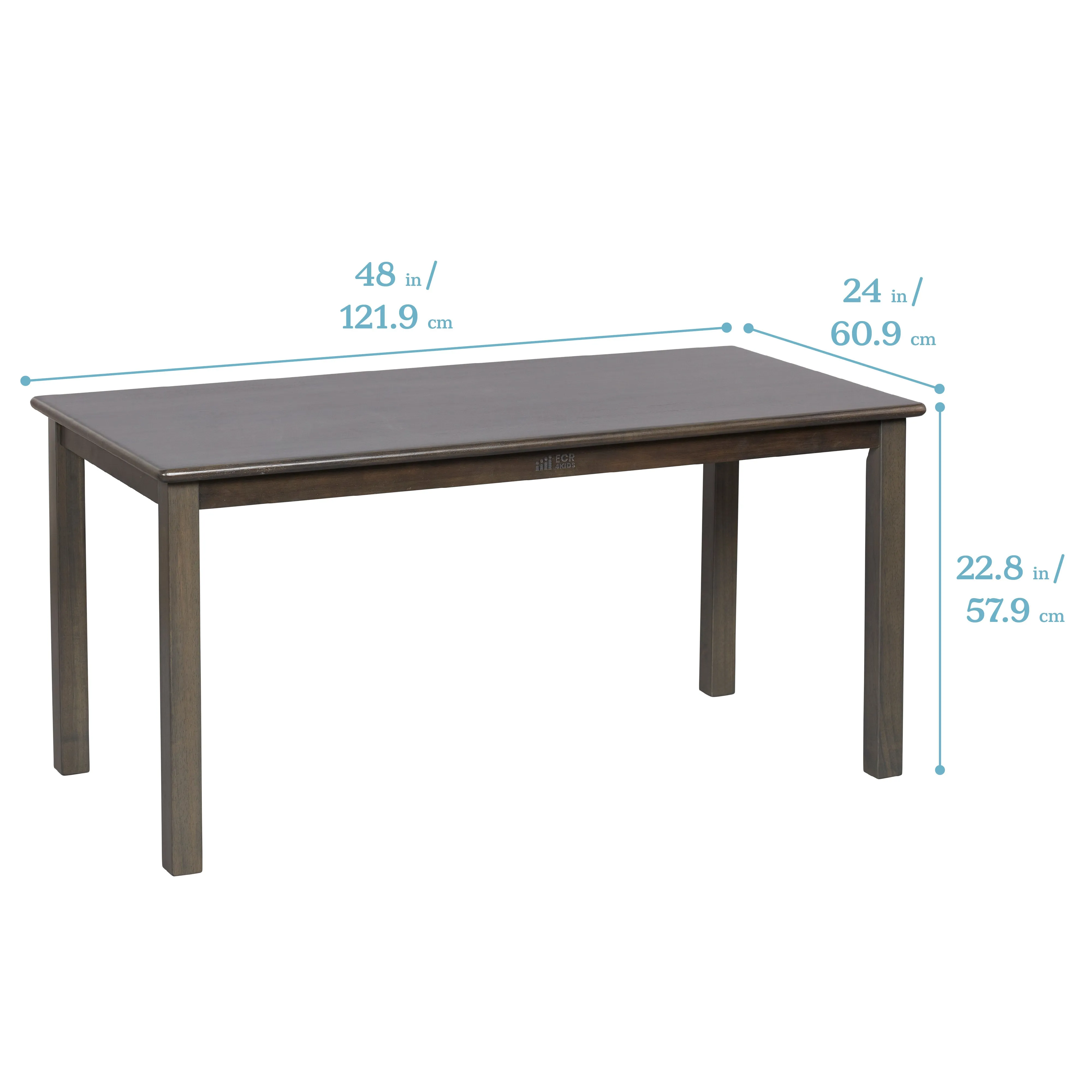 24in x 48in Rectangular Hardwood Table and Chair Set, 12in Seat Height, Kids Furniture