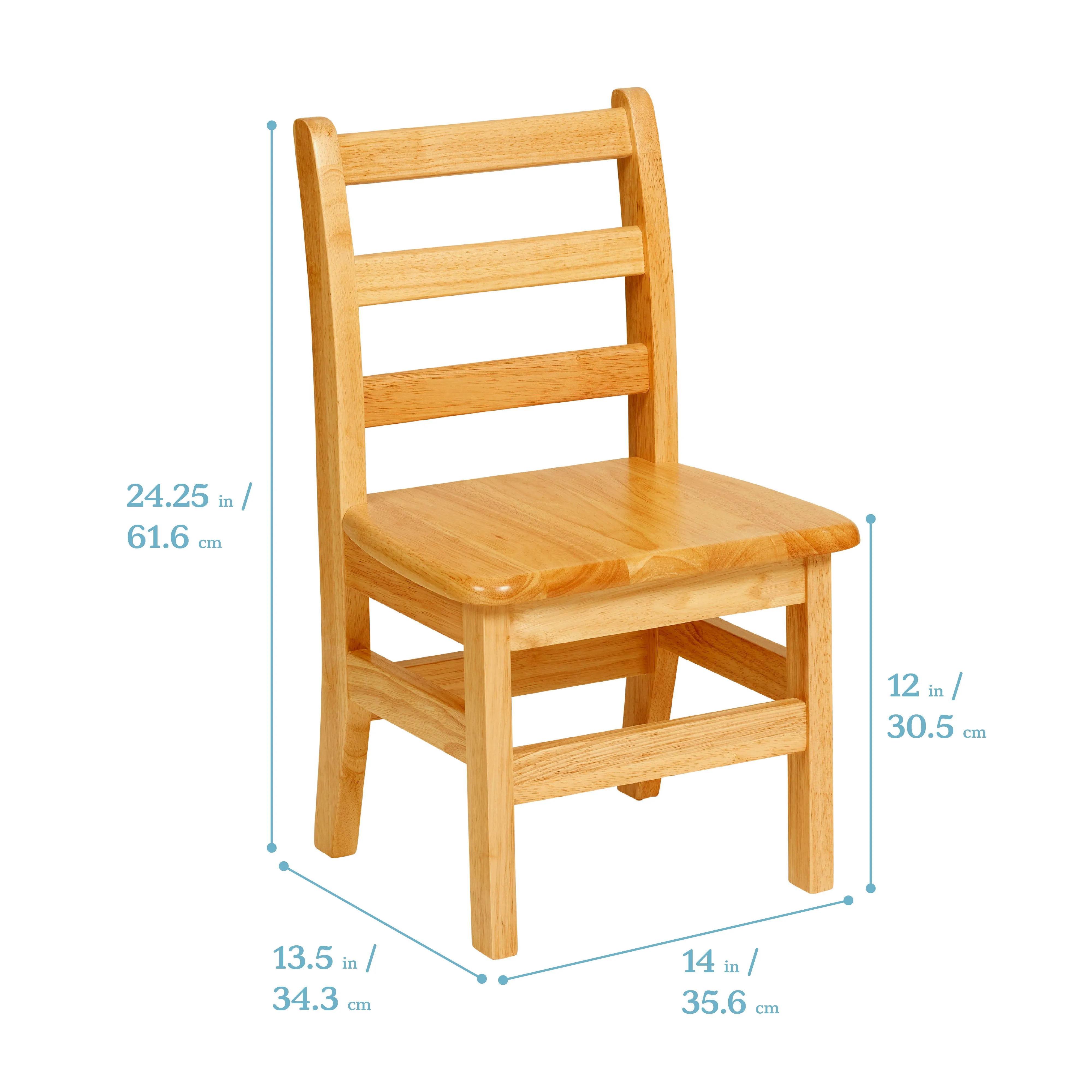 24in x 48in Rectangular Hardwood Table and Chair Set, 12in Seat Height, Kids Furniture