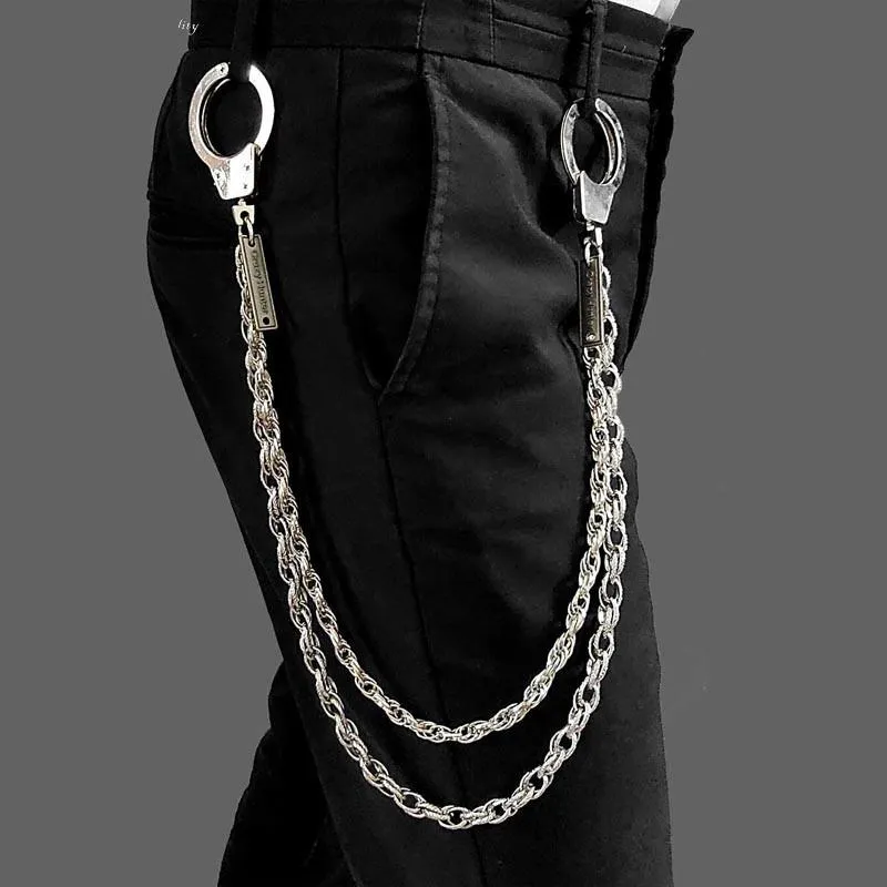 27'' Metal DOUBLE Chain BIKER SILVER WALLET CHAIN Handcuffs LONG PANTS CHAIN jeans chain FOR MEN