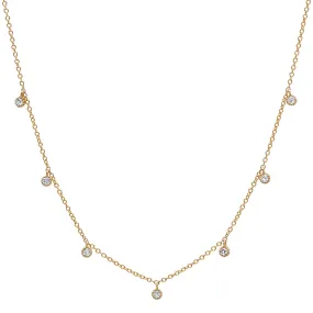 7 Millgrain Detail Bezel Diamond Droplets Necklace