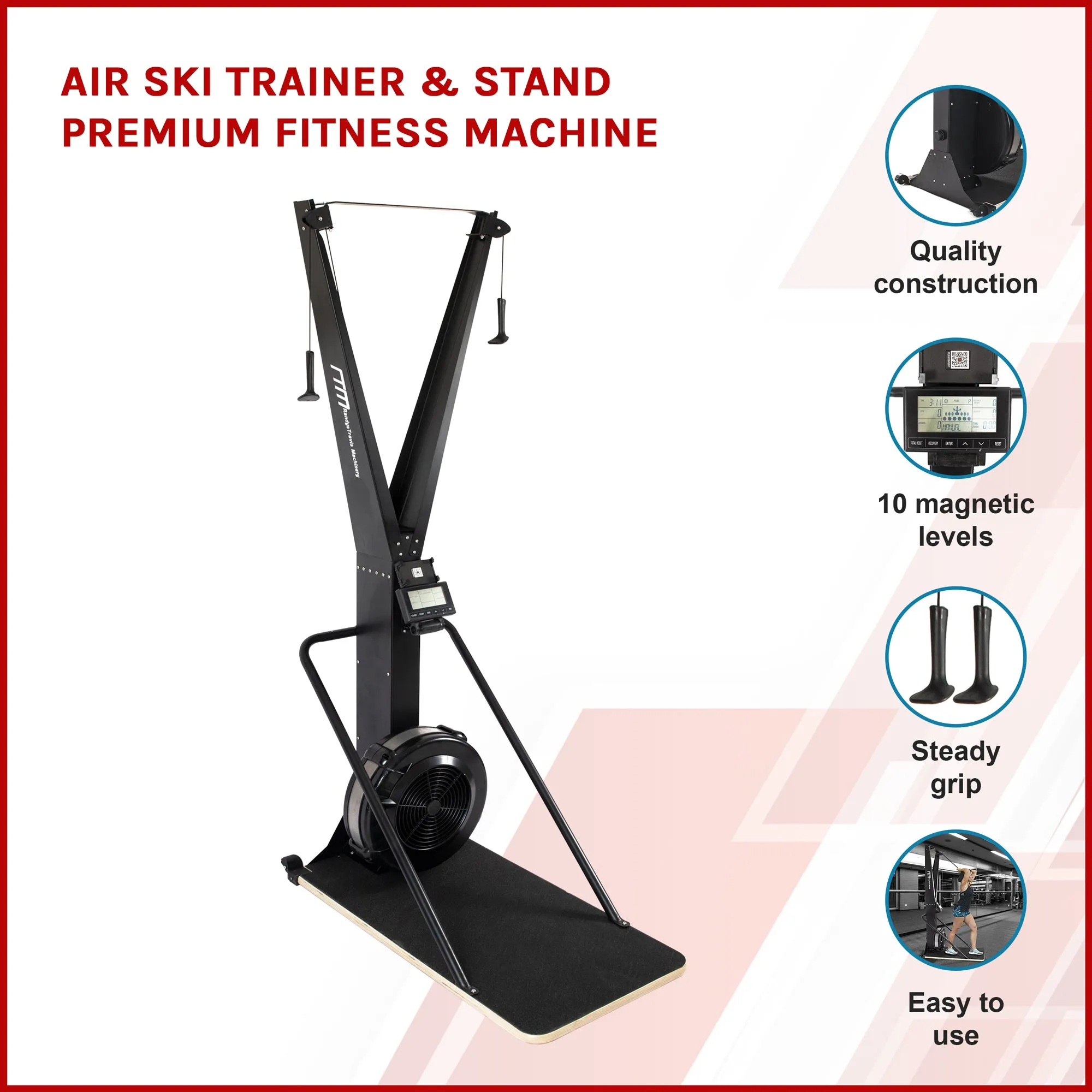 Adjustable Resistance Air Ski Trainer & Stand Fitness Machine