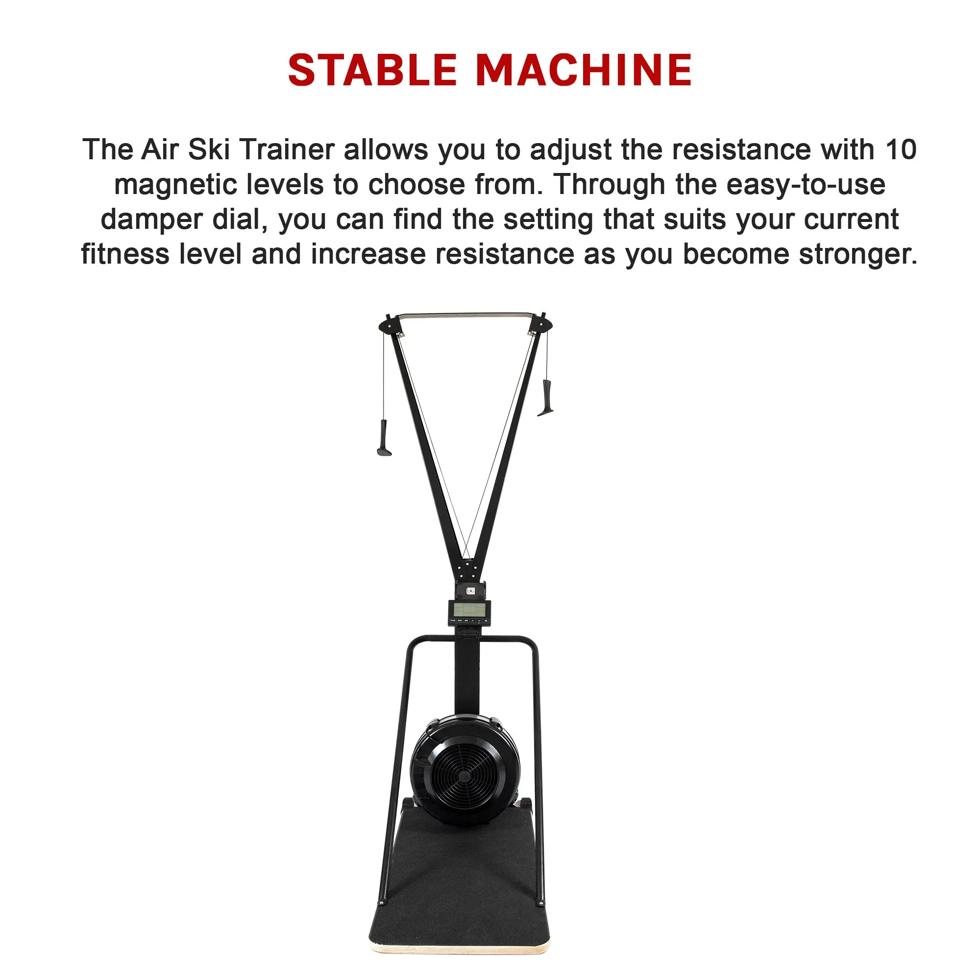 Adjustable Resistance Air Ski Trainer & Stand Fitness Machine