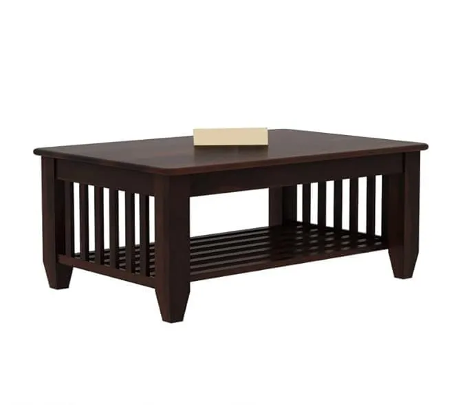 ANCHORWOOD Home Furniture Solid Sheesham Wood Rectangle Coffee Table Living Room Furniture | Centre Table,Tea Table,Wooden Sofa Centre Table Standard,Walnut Finish