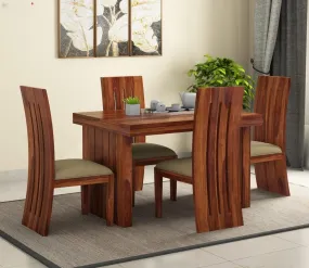 APANA TIMBER™ Solid Sheesham Wood Dining Table 4 Seater Dining Table with Chairs | Dining Table Set | Dining Room Furniture | Four Seater Dining Set | 4 Seater | Honey Finish