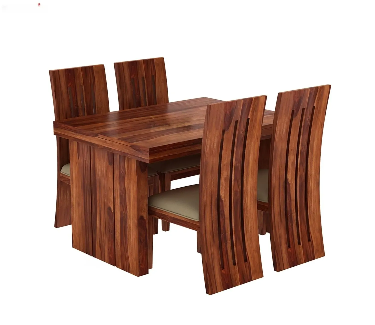 APANA TIMBER™ Solid Sheesham Wood Dining Table 4 Seater Dining Table with Chairs | Dining Table Set | Dining Room Furniture | Four Seater Dining Set | 4 Seater | Honey Finish