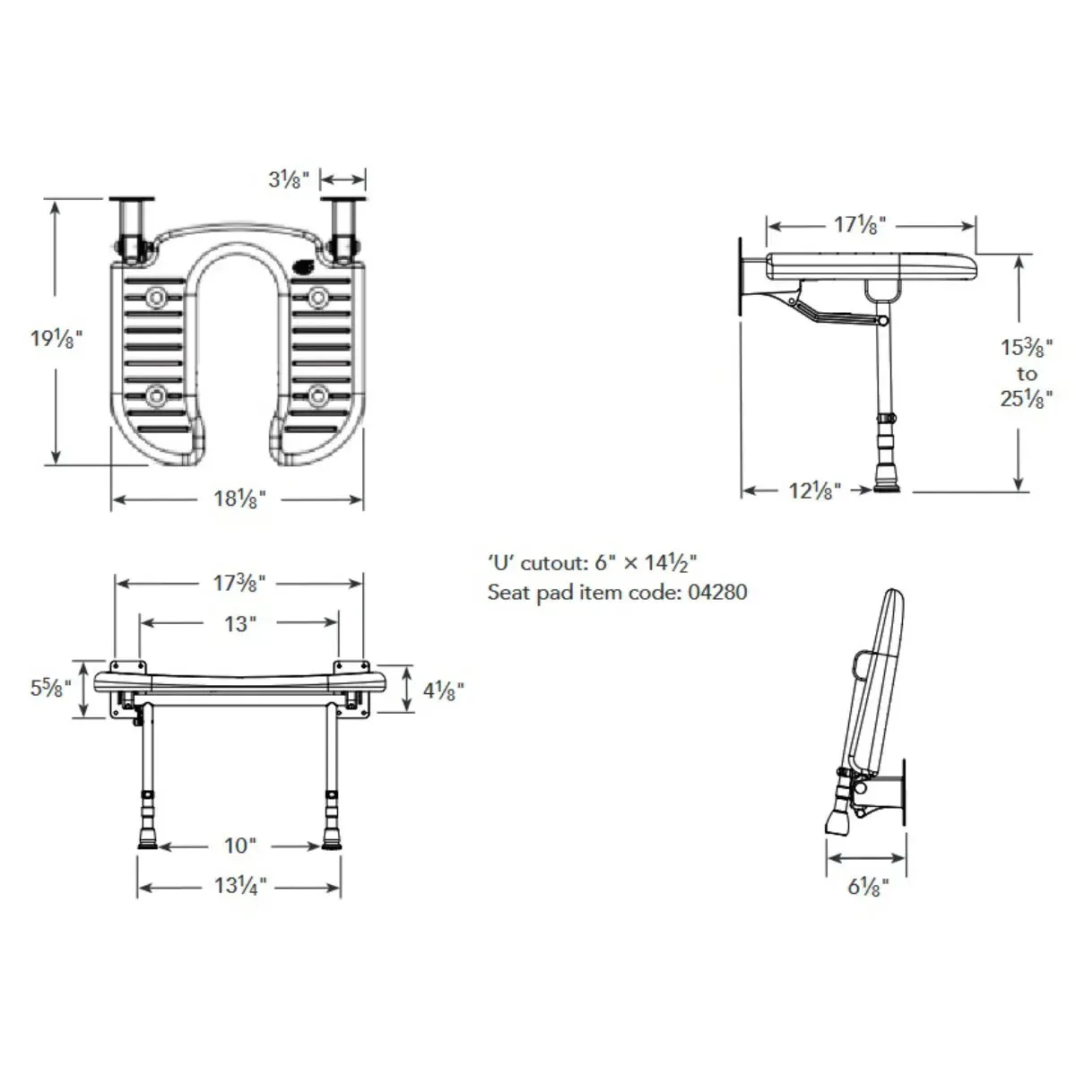 Arc Inc. 4000 Series Shower Seats