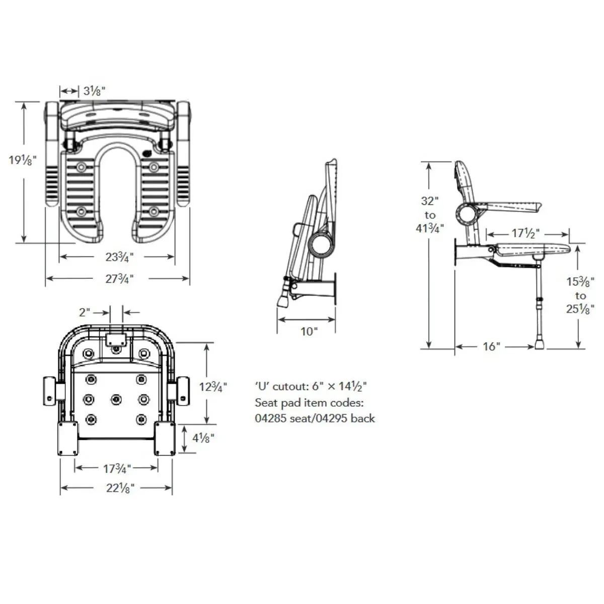 Arc Inc. 4000 Series Shower Seats