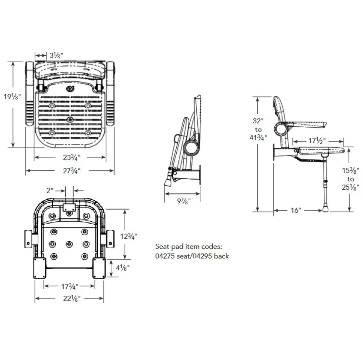 Arc Inc. 4000 Series Shower Seats