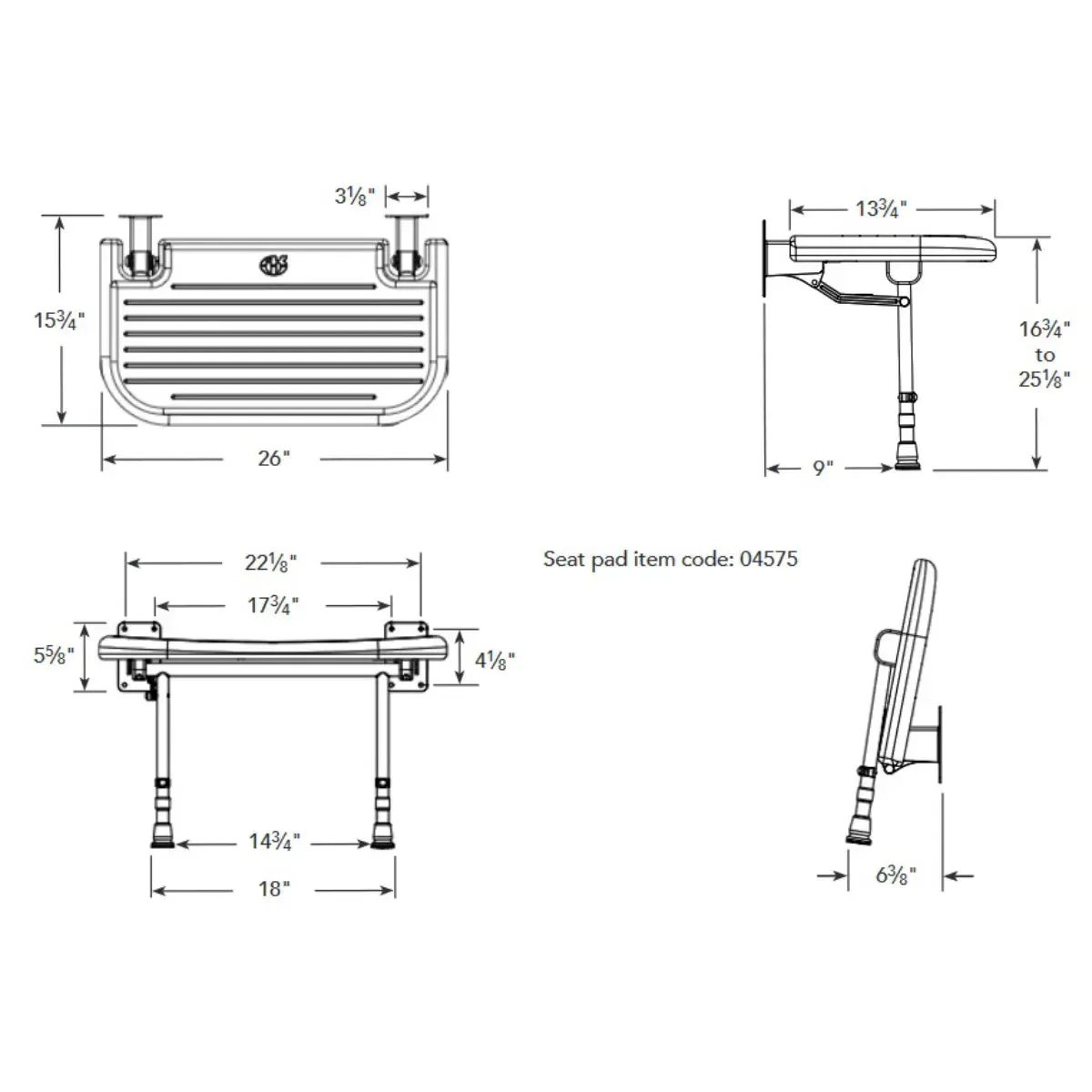 Arc Inc. 4000 Series Shower Seats