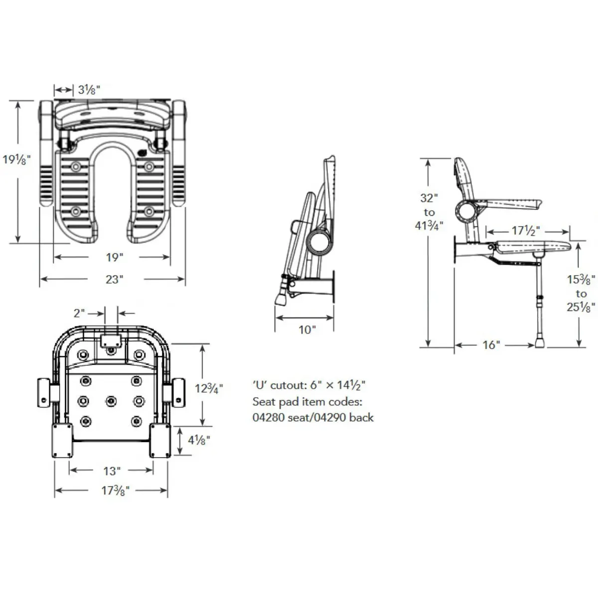 Arc Inc. 4000 Series Shower Seats