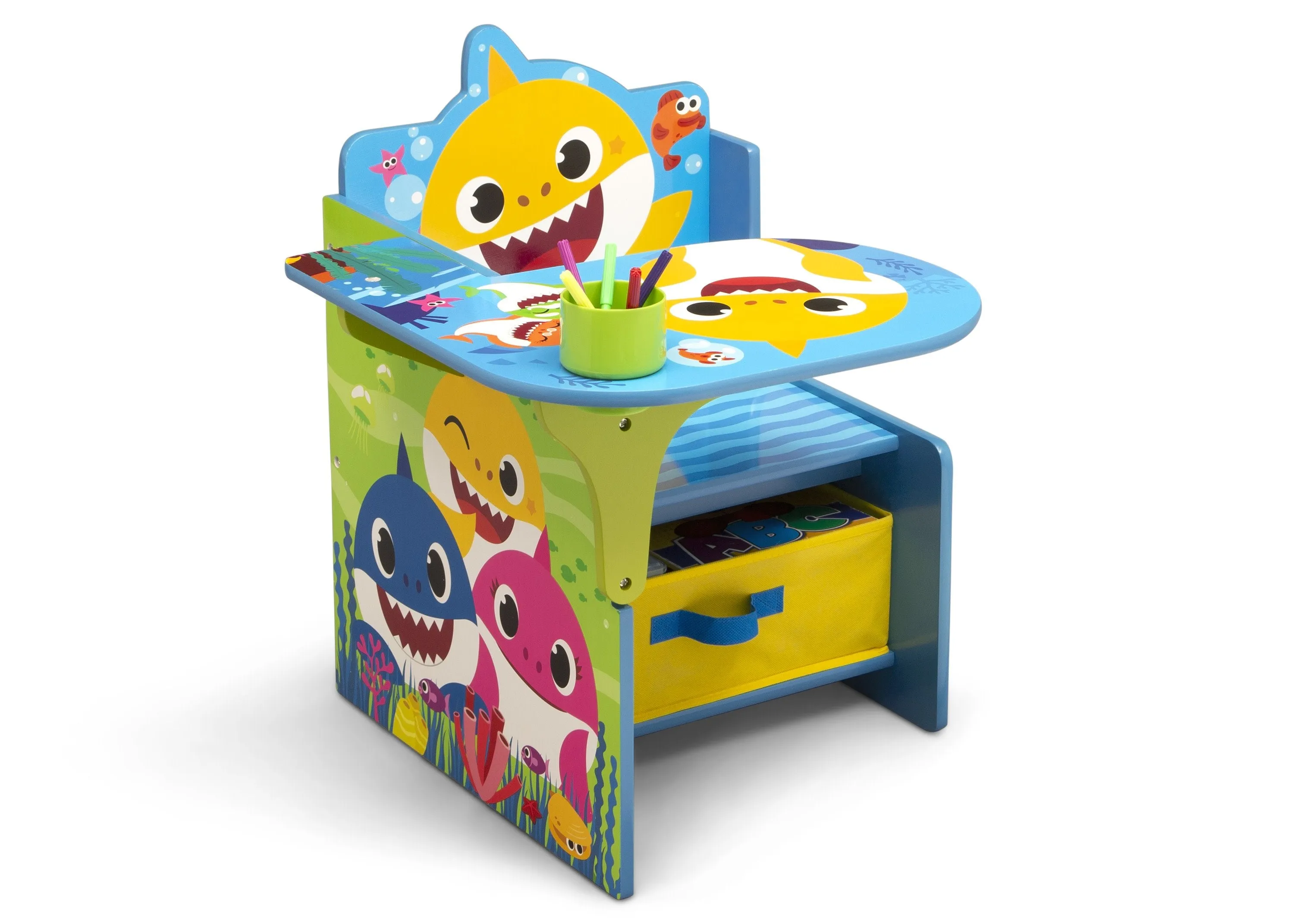 Baby Shark Chair Desk with Storage Bin