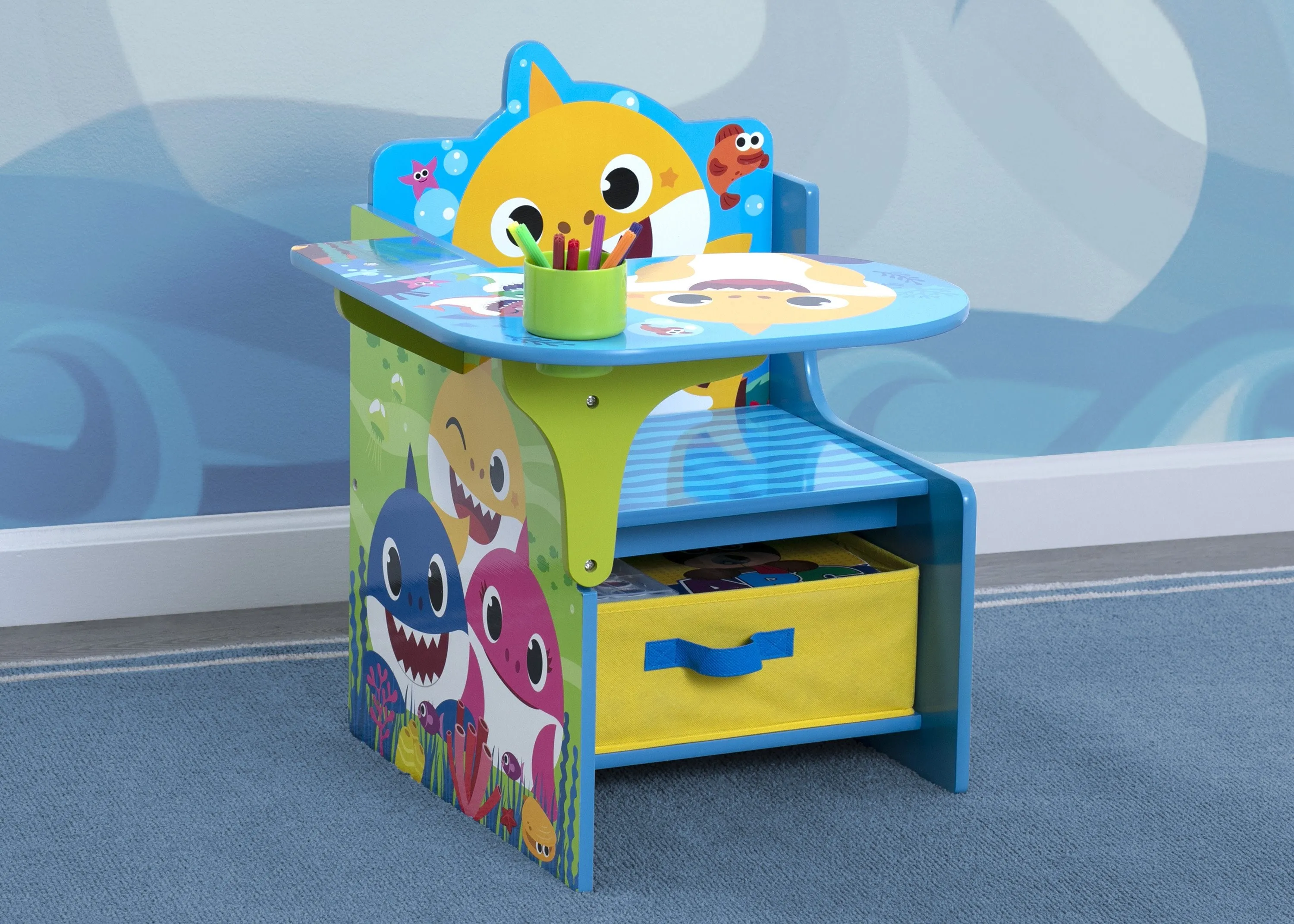 Baby Shark Chair Desk with Storage Bin