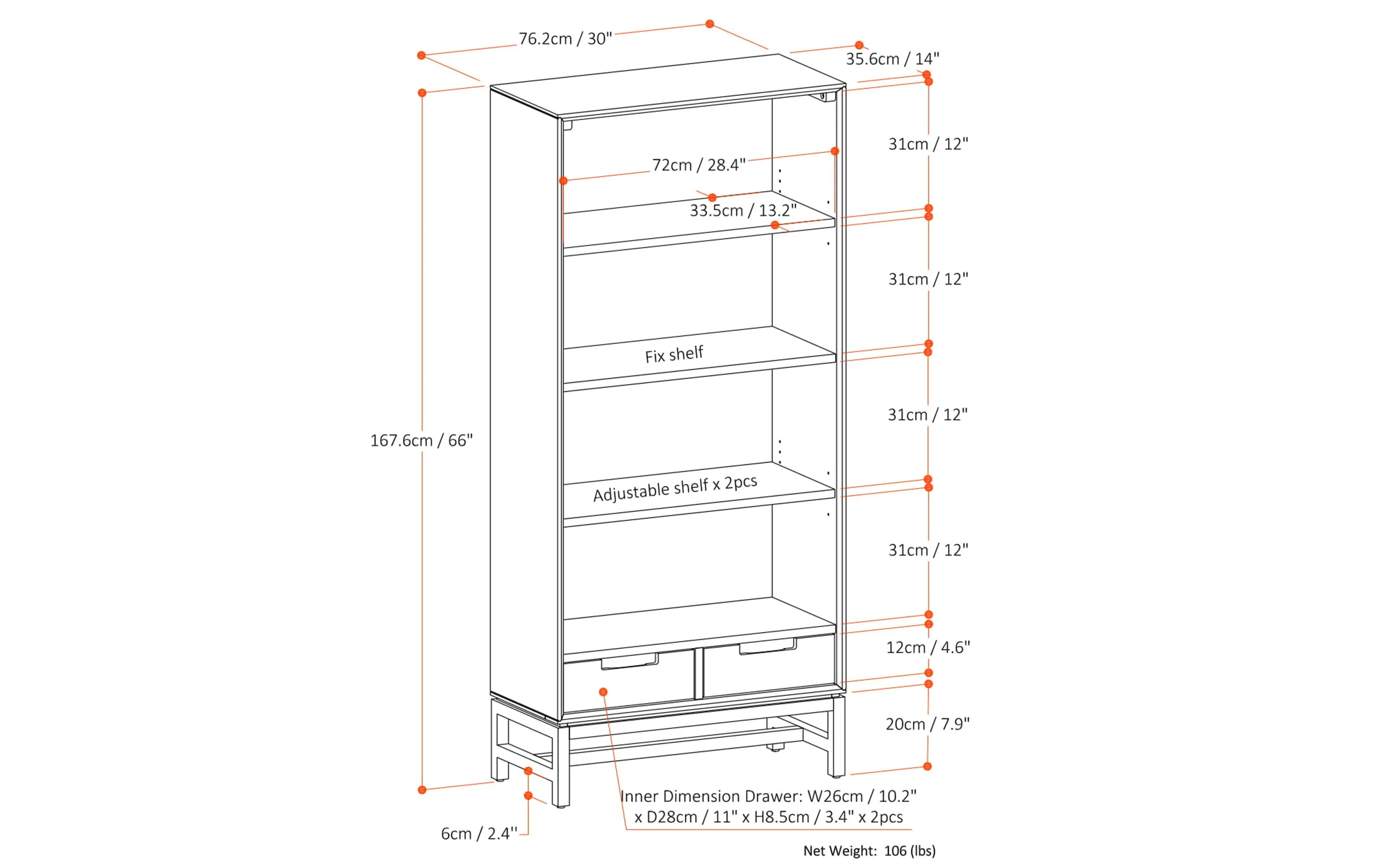 Banting Bookcase in Rubberwood