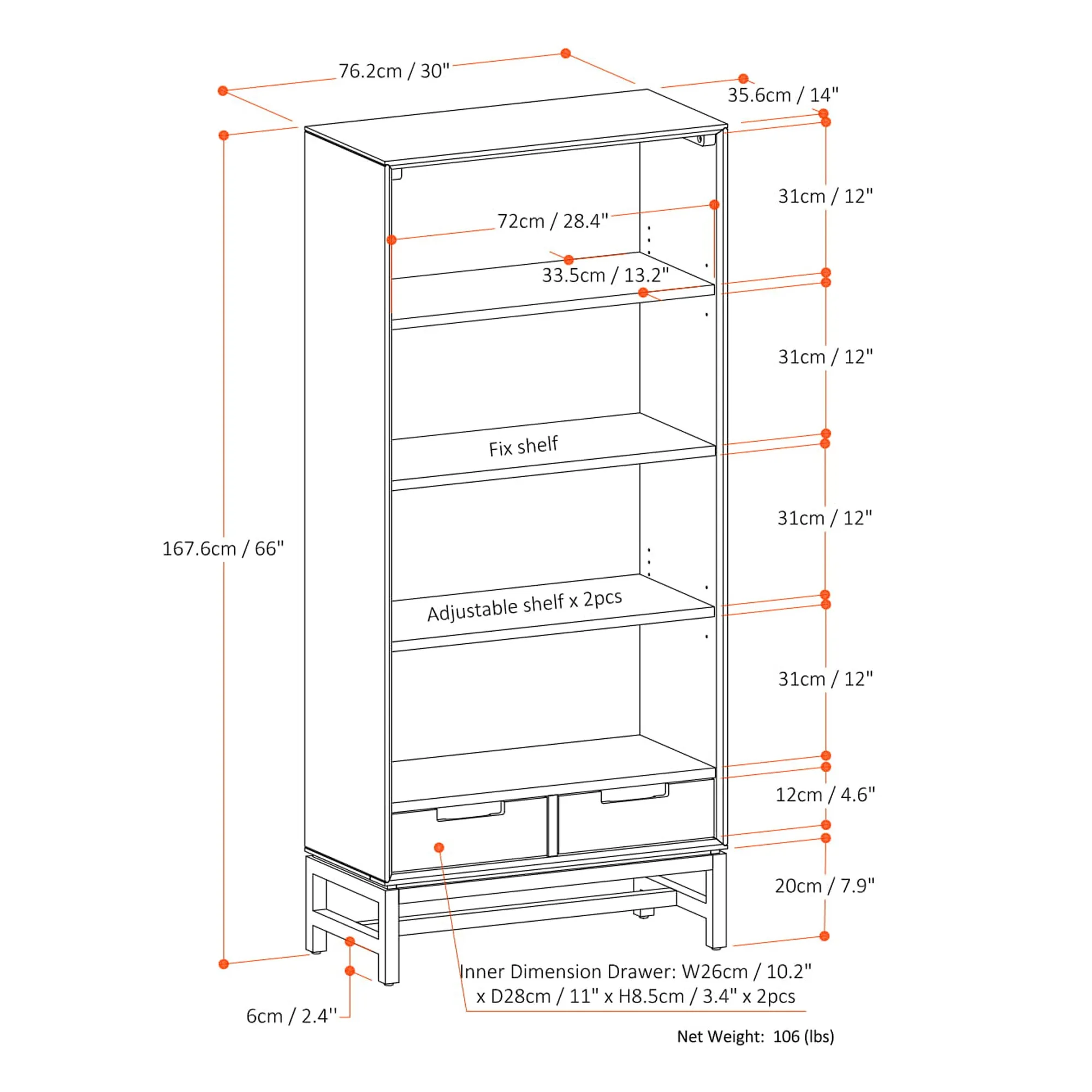 Banting Bookcase in Rubberwood