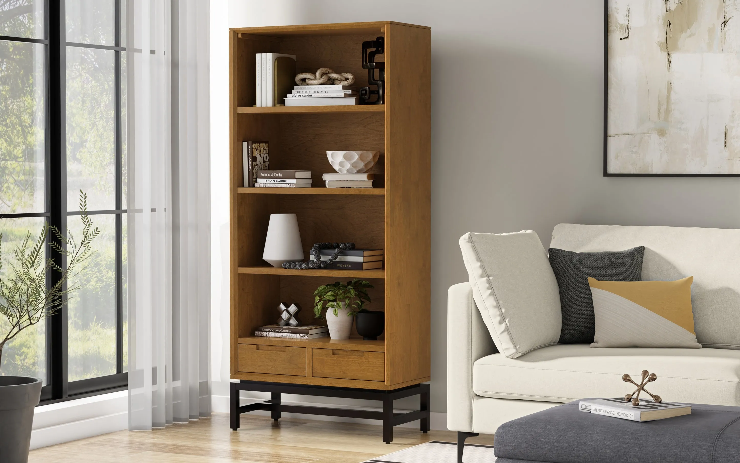 Banting Bookcase in Rubberwood