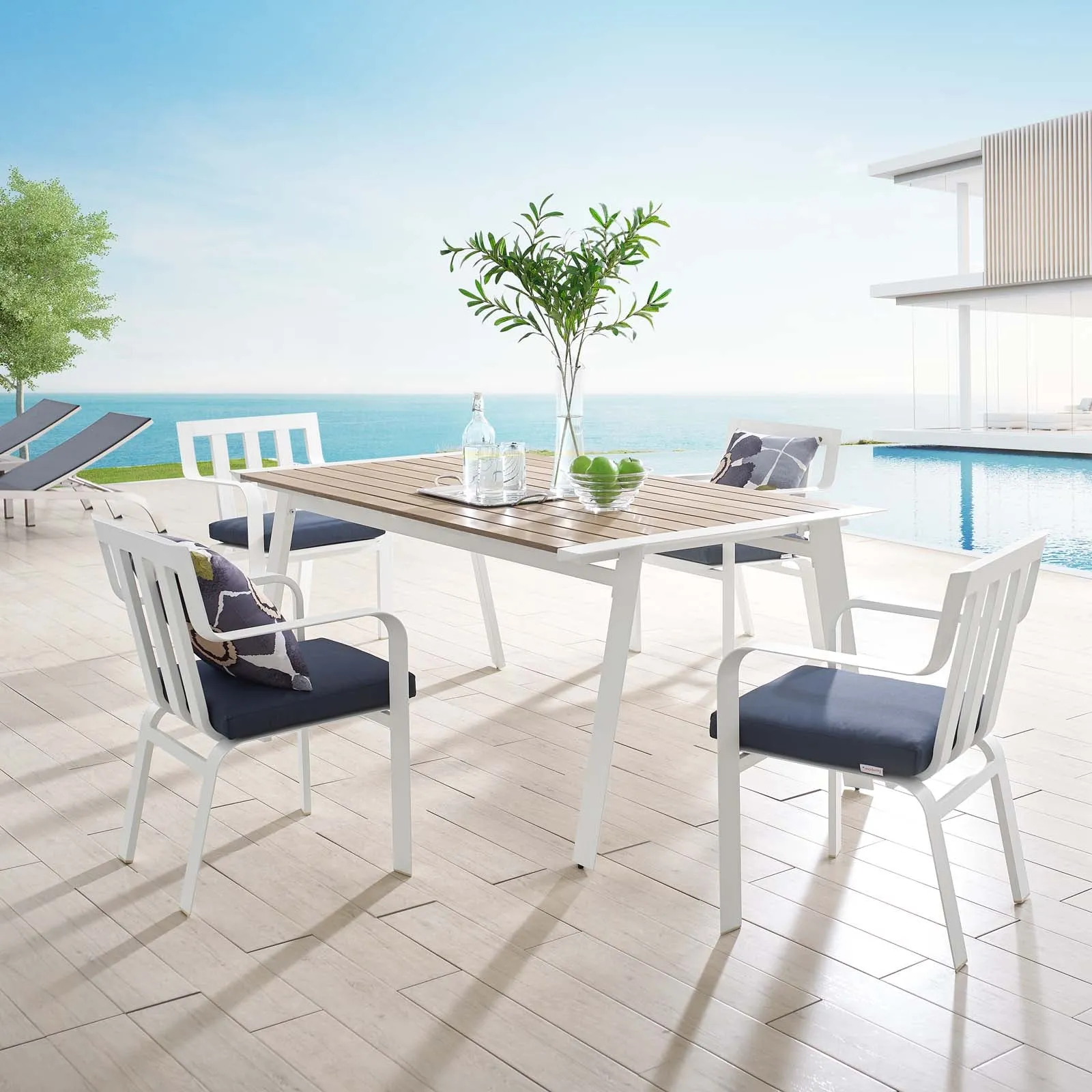 Baxley 5 Piece Outdoor Patio Aluminum Dining Set