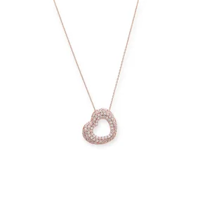 Bisous 18K Rose Gold Plated Sterling Silver Necklace, Brilliant White