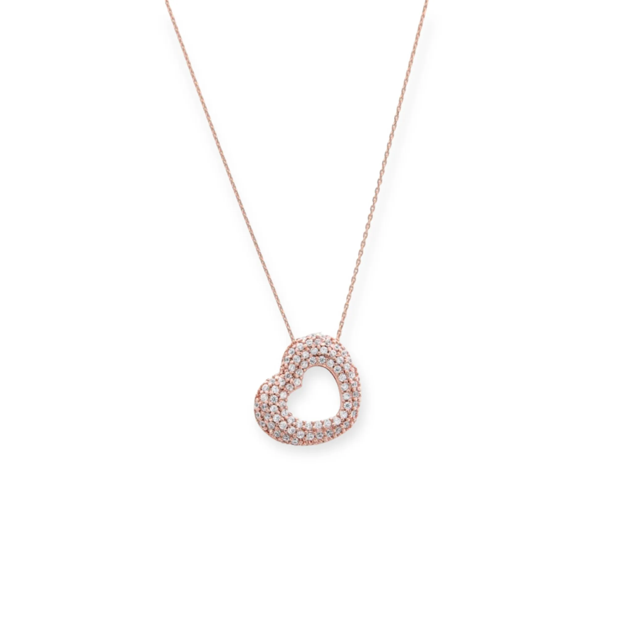 Bisous 18K Rose Gold Plated Sterling Silver Necklace, Brilliant White