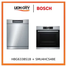 Bosch HBG633BS1B Series 8 Built-in oven 60 x 60 cm Stainless steel   SMU4HCS48E Series 4 Built-under dishwasher 60 cm Stainless steel