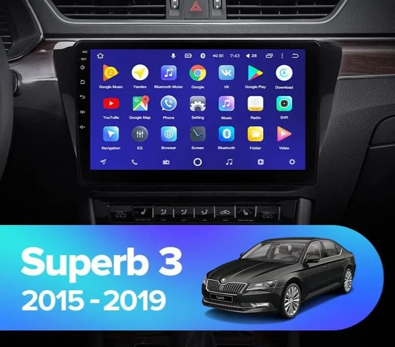 Car Dealz 10.2" Android 10.0 Skoda Superb 3 2015-2019 In Dash Plus OEM Fascia