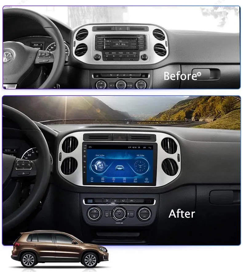 Car Dealz 9" Android 10.0 For Volkswagen Tiguan 2010-2018 In Dash Plus OEM Fascia