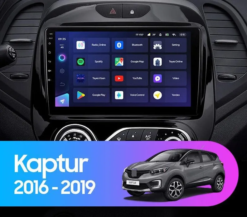 Car Dealz Elite 4G Data Model 10.2" Android 12.0 For Renault Kaptur 2016 - 2019 In Dash Plus OEM Fascia