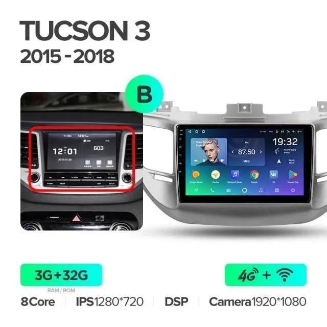 Car Dealz Premium Advanced 4G Data Model 10.2" Android 12.0 For Hyundai Tucson 3 2015 - 2018 In Dash Plus OEM Fascia