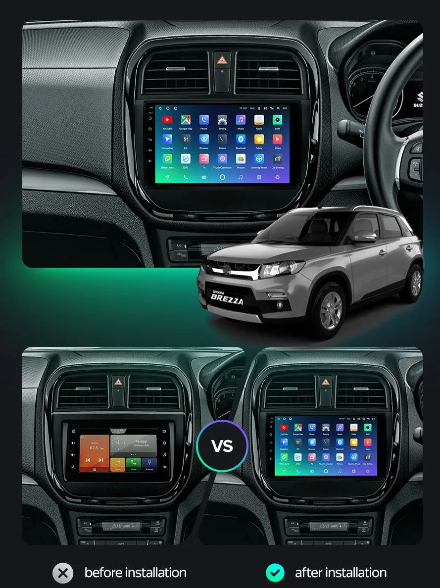 Car Dealz Premium Advanced 4G Data Model 10.2" Android 12.0 For Suzuki Vitara Brezza 2016 - 2019 In Dash Plus OEM Fascia