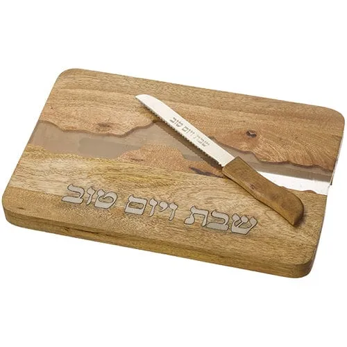 Challah Tray With Knife 41x27 Cm