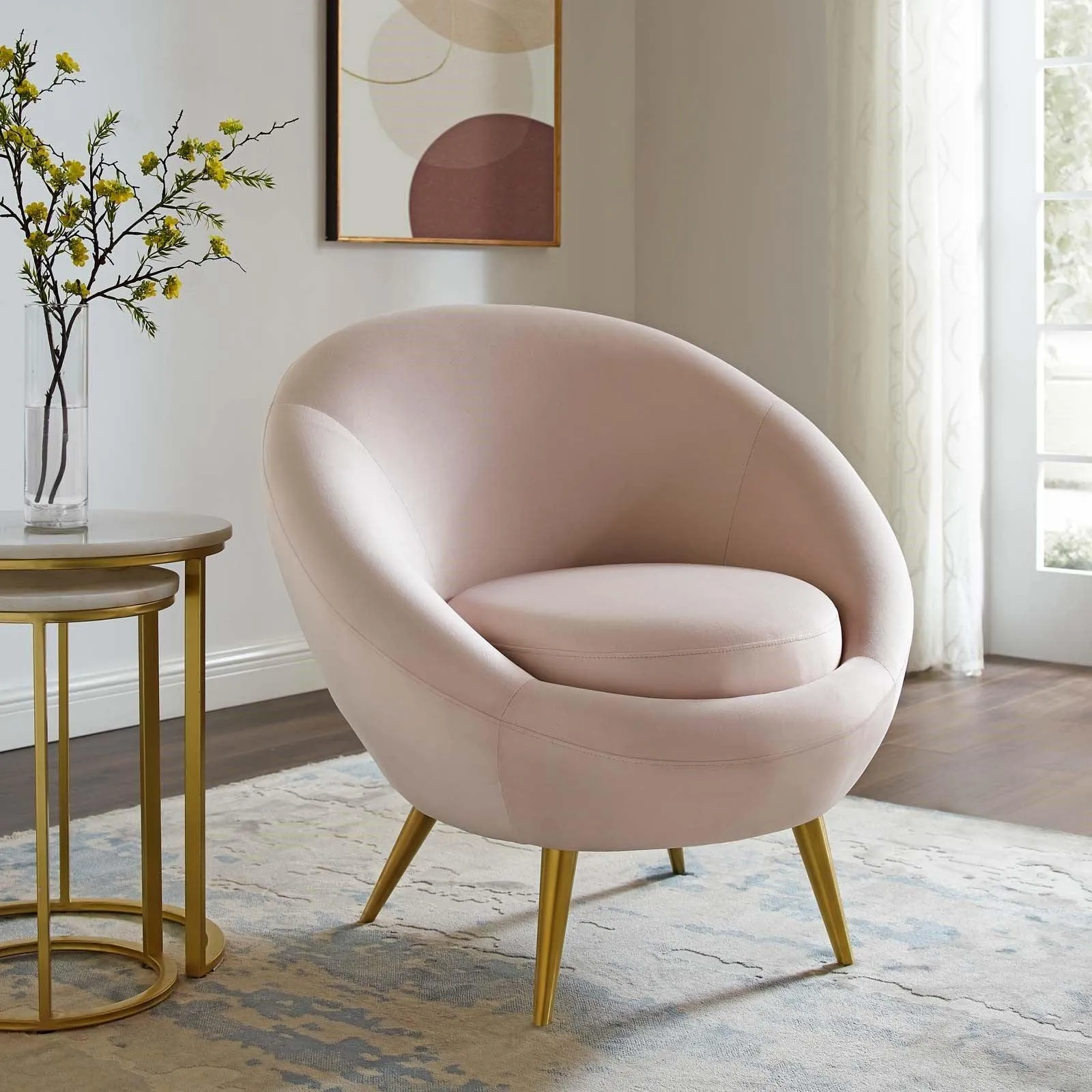 Circa Velvet Accent Chair in Pink