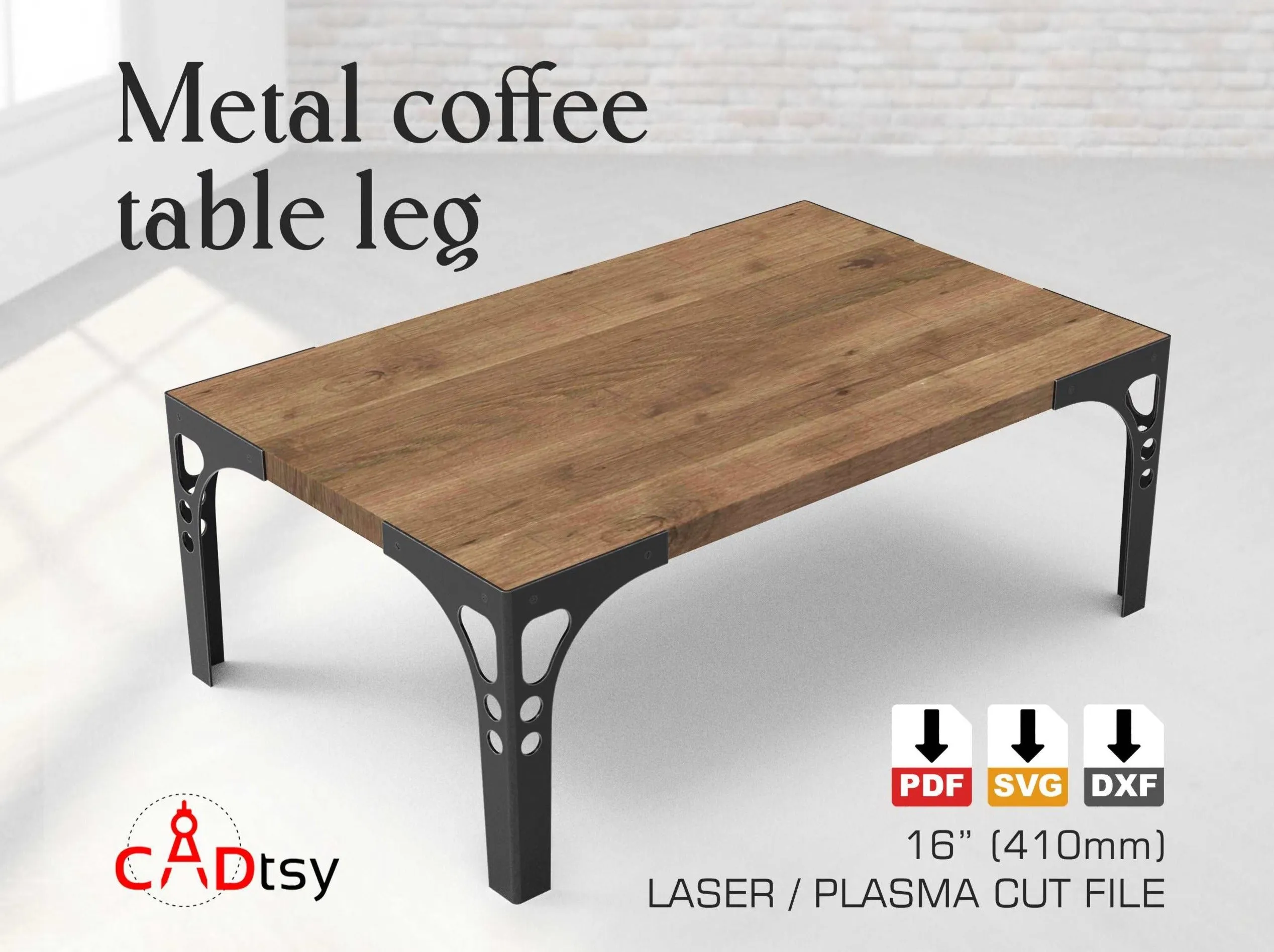 Coffee Table Metal Leg CNC Laser/Plasma Cutting DXF/SVG files. Industrial Design. Height 410mm (16 inches)