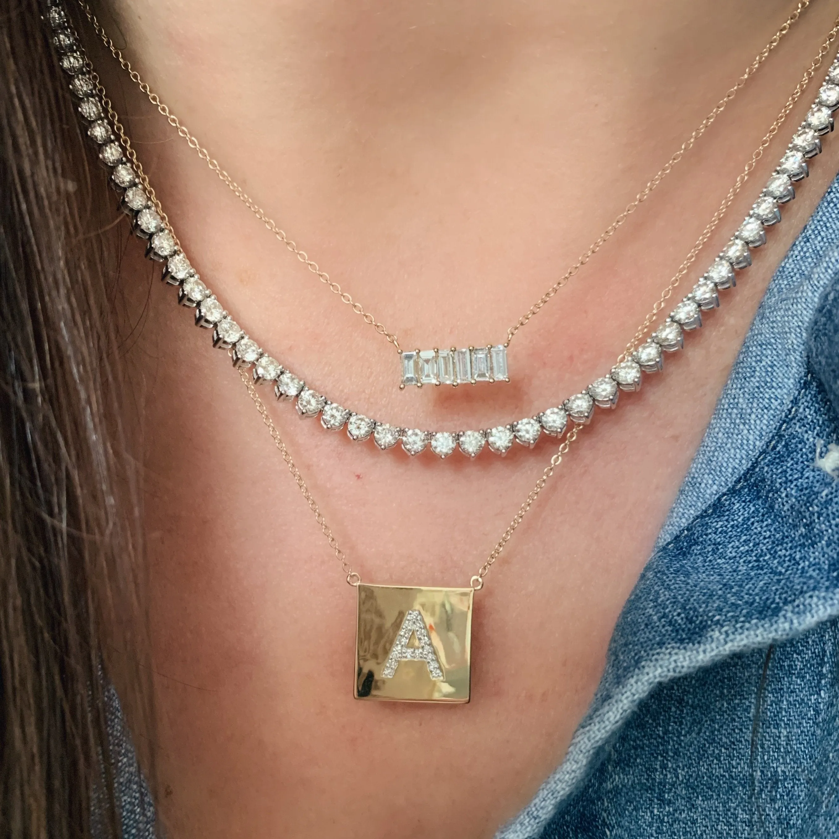 Diamond Baguette Staple Necklace