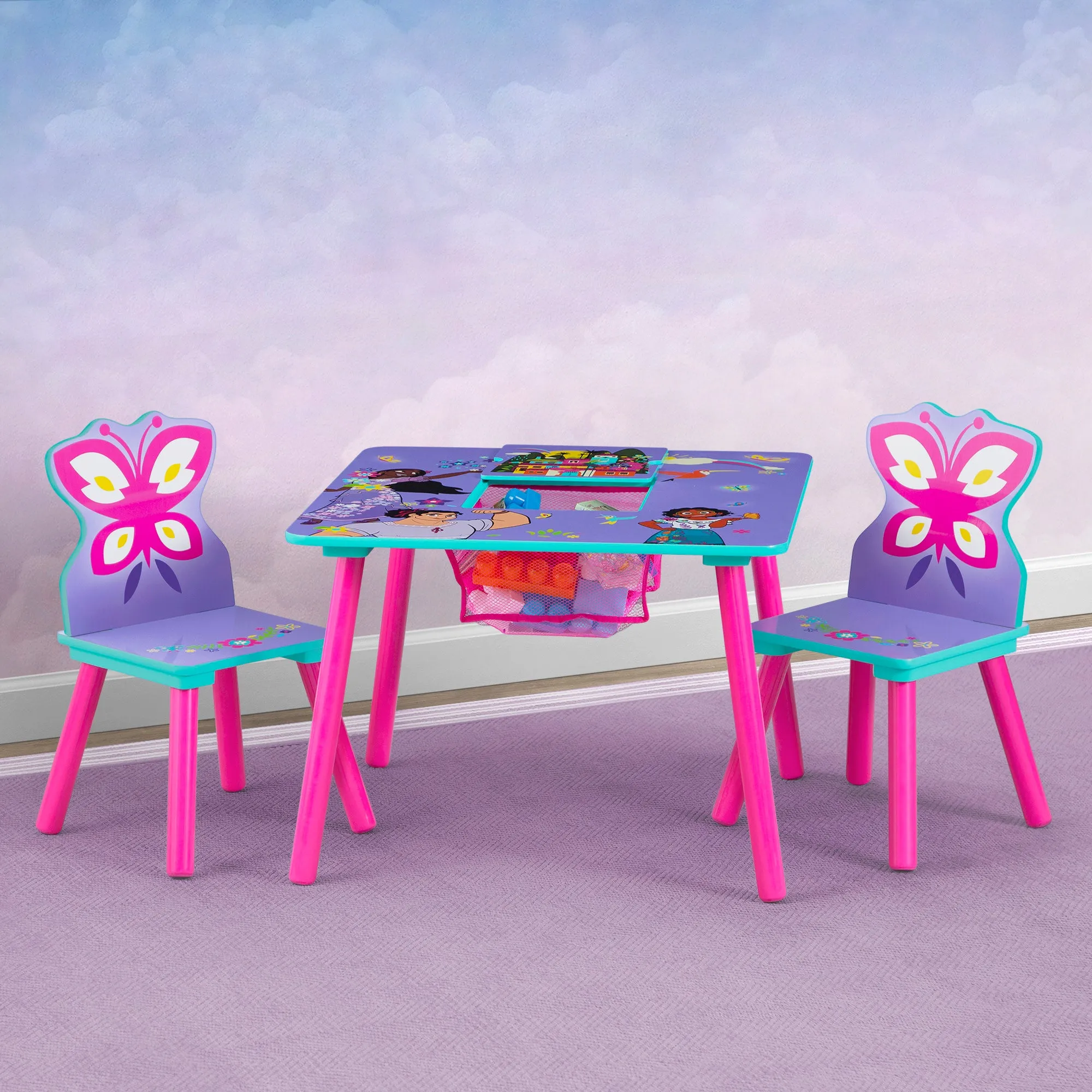 Disney Encanto Kids Table and Chair Set with Storage (2 Chairs Included)