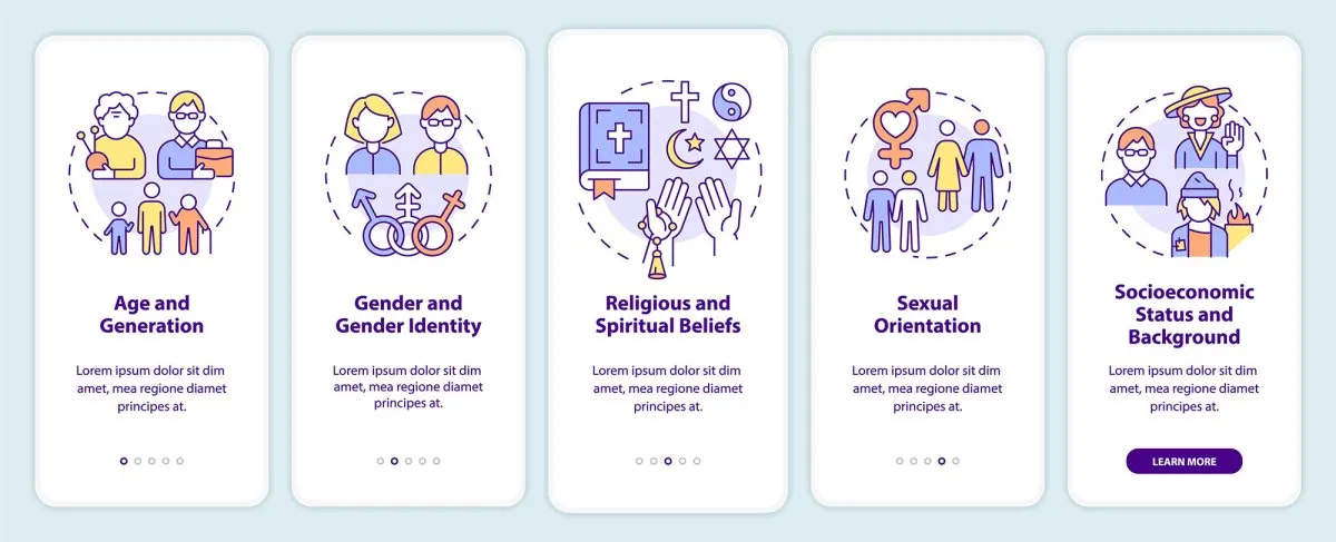 Diversity and inclusion mobile app screen set