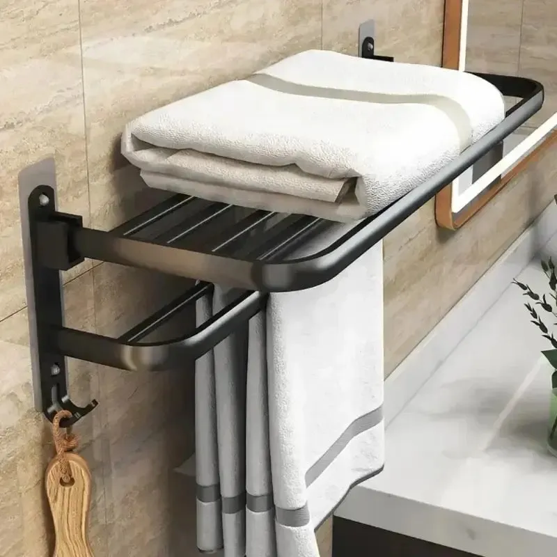 DOUBLE LAYERS FOLDING BATH TOWEL HOLDER