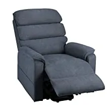 Dual Motor Electric Power Recliner Lift Chair Linen Fabric Electric Recliner for Elderly, Heated Vibration Massage Sofa with Remote Control, Blue