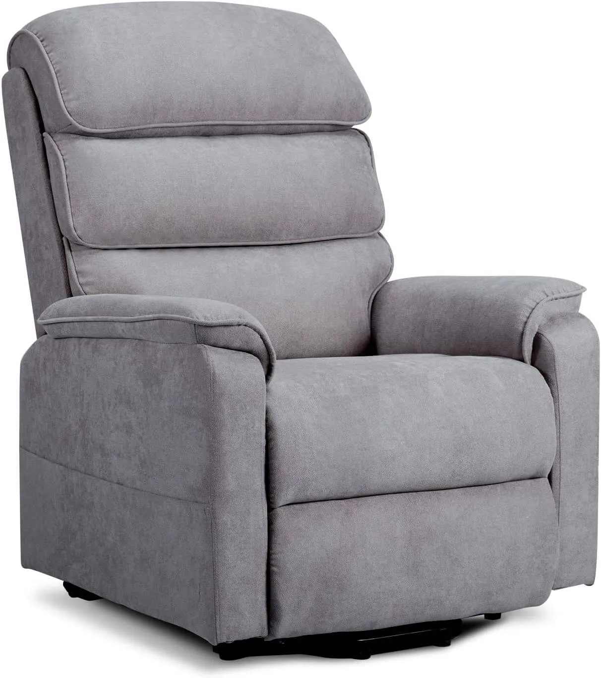 Dual Motor Electric Power Recliner Lift Chair, Linen Fabric Electric Recliner for Elderly, Heated Vibration Massage Sofa with Remote Control, Gray